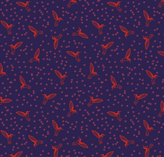 Botanic Blast Hummingbirds Sangria Yardage