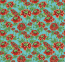 Botanic Blast Small Carnations Turquoise Yardage