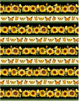 Sunflower Splendor Repeating Stripe Multi Yardage