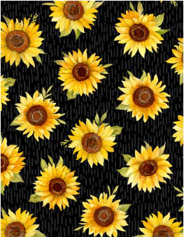 Sunflower Splendor Sunflower Toss Black Yardage