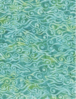 Sea Stars Swirly Waves Green Yardage