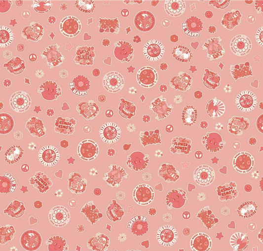 Besties Stickers Coral Yardage