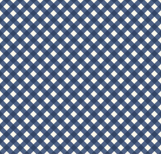Freedom Garden Gingham Blue Yardage