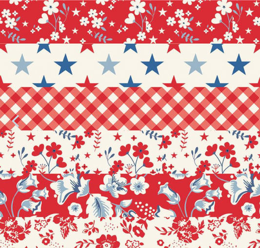 Freedom Garden Cheater Print Red Yardage