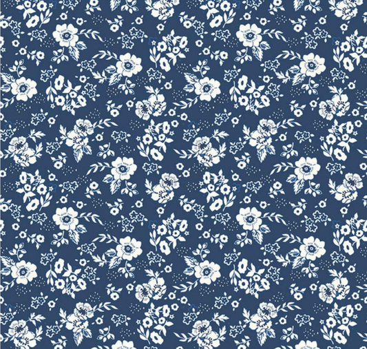 Freedom Garden Medium Floral Blue Yardage
