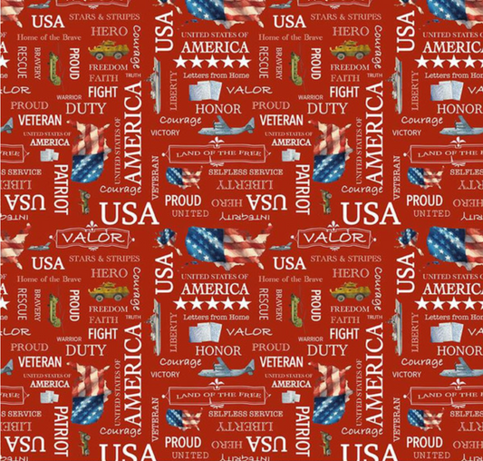 Letters From Home Text Red Yardage