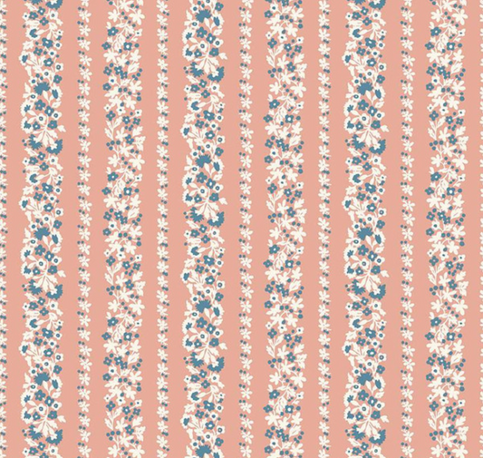 Liberty Denim Florals Topiary Stripe B Yardage