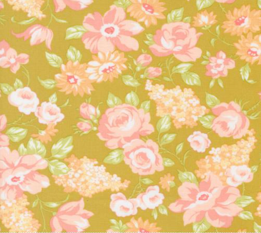 Portofino Tuscan Blooms Pineapple Yardage