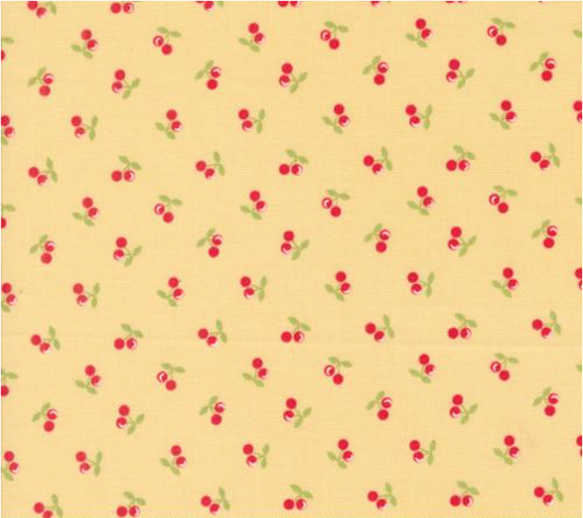 Cali Co Cherries Soft Yellow Yardage