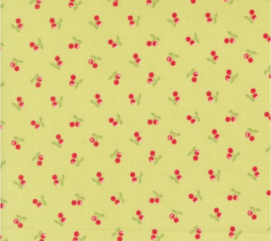 Cali Co Cherries Light Lime Yardage