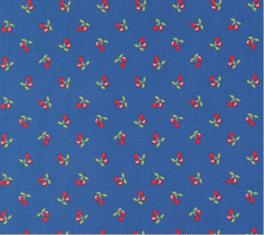 Cali Co Cherries Cobalt Yardage