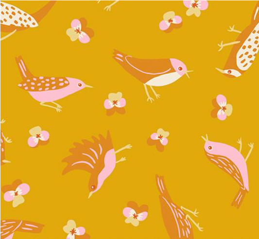 Bird is the Word Migration Birds Goldenrod Yardage