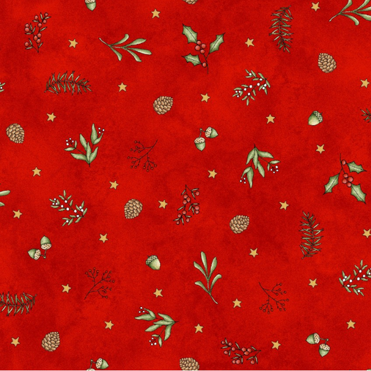 Homemade Holidays Tiny Greens Red Fabric