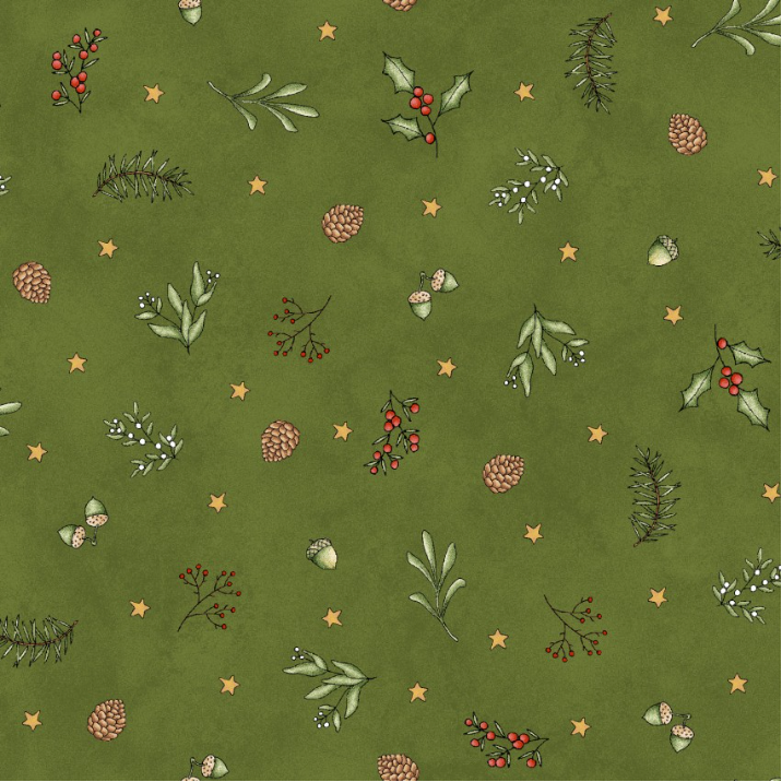 Homemade Holidays Tiny Greens Green Fabric