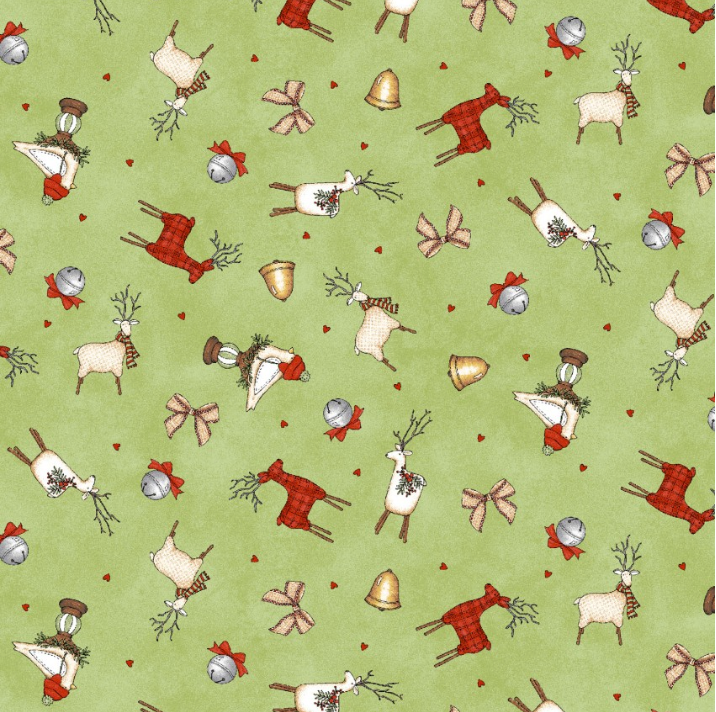 Homemade Holidays Little Deer Green Fabric