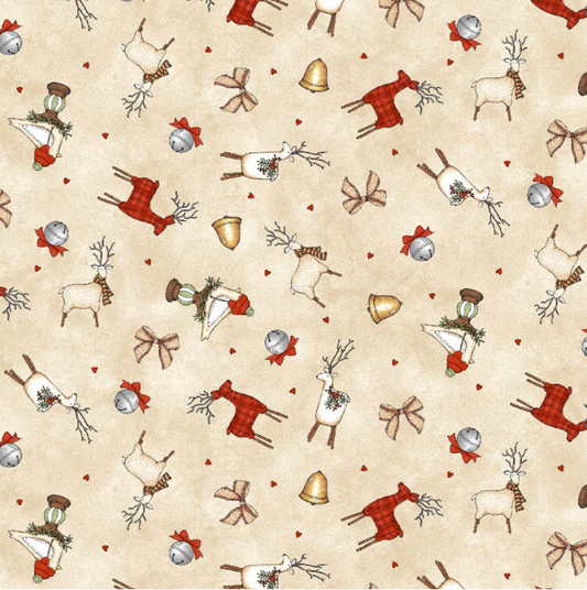 Homemade Holidays Little Deer Cream Fabric