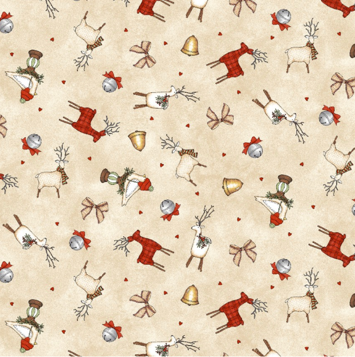 Homemade Holidays Little Deer Cream Fabric