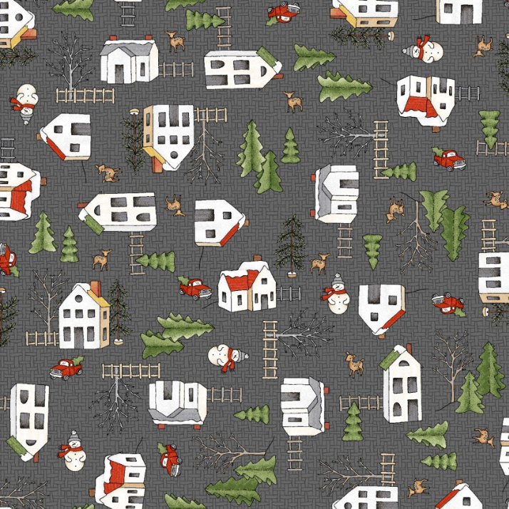 Homemade Holidays Homemade Village Grey Fabric