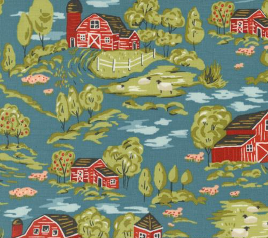 Farmstead Farm Landscape and Nature Overalls Yardage