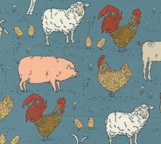 Farmstead Farm Animals Overalls Yardage