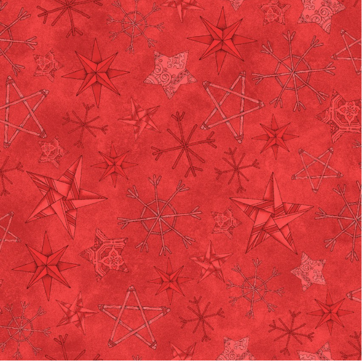 Homemade Holidays Straw Stars Red Fabric