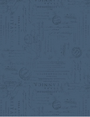 Garden Grace Script Texture Navy Yardage