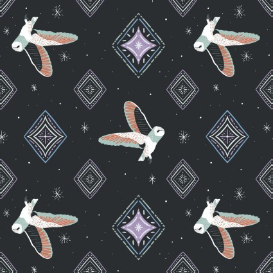 Woodland Magic Night Owls Dark Navy Yardage