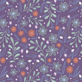 Woodland Magic Mystic Flowers Purple Yardage