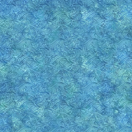 Oriental Gardens Waves Blue Fabric