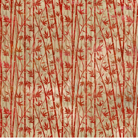 Oriental Gardens Bamboo Red Fabric