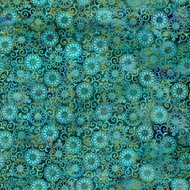 Oriental Gardens Lace Teal Fabric