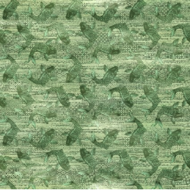 Oriental Gardens Koi Green Fabric