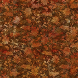 Oriental Gardens Fan Floral Rust Fabric