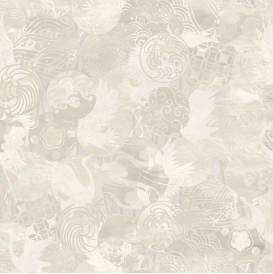 Oriental Gardens Emblems Cream Fabric