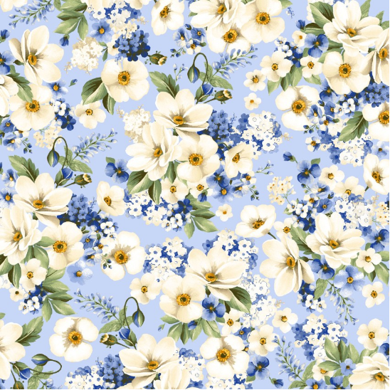 Windflower Main Flower Blue Fabric