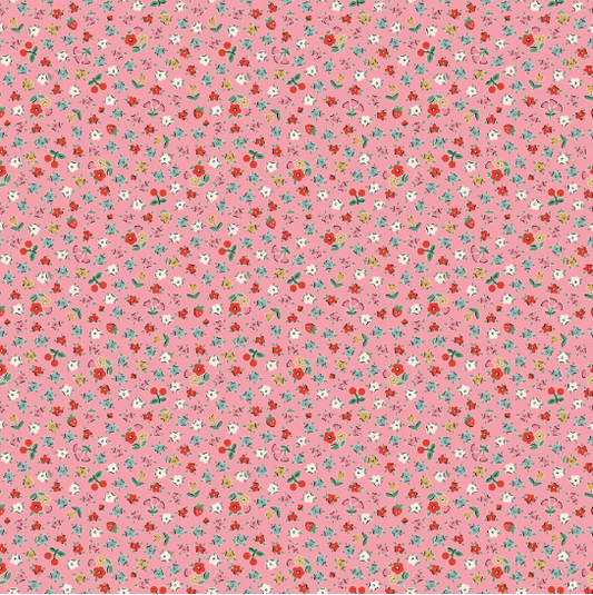 Home Sweet Home Bitty Blossoms Pink Yardage