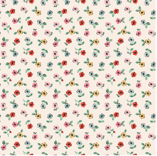 Home Sweet Home Cheery Florals Cream Yardage