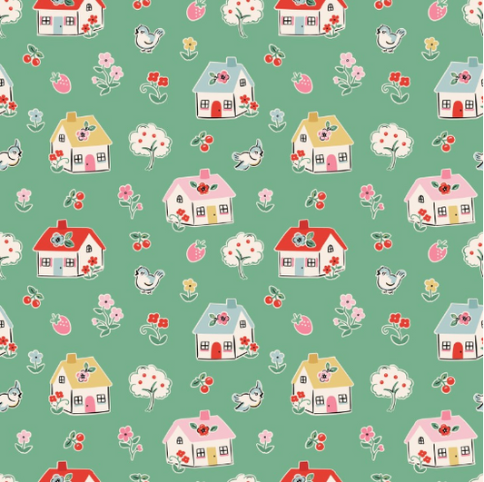 Home Sweet Home Happy Home Green Yardage