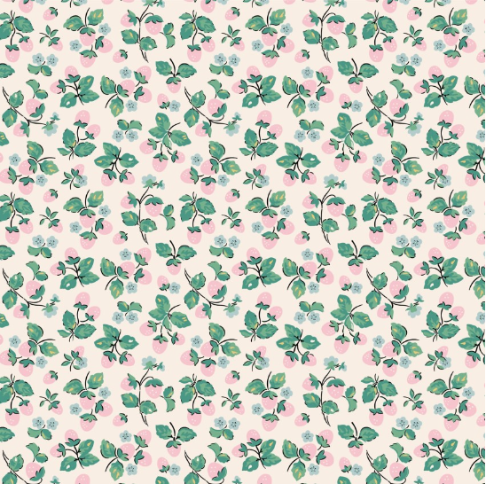 Home Sweet Home Strawberry Cake Cream Yardage