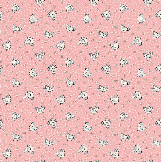 Home Sweet Home Bluebirds Pink Yardage