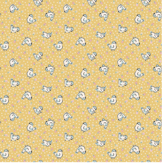 Home Sweet Home Bluebirds Yellow Yardage