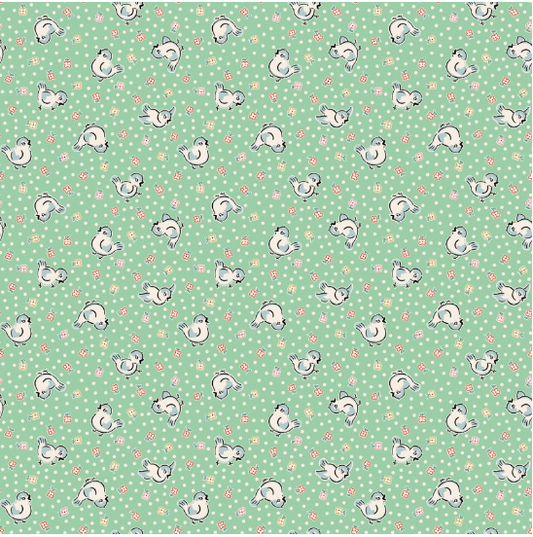 Home Sweet Home Bluebirds Green Yardage