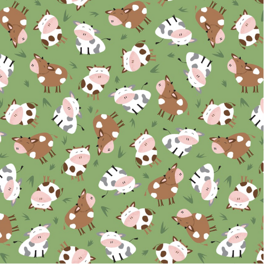 Farm-Tastic Friends Tossed Cows Green Yardage
