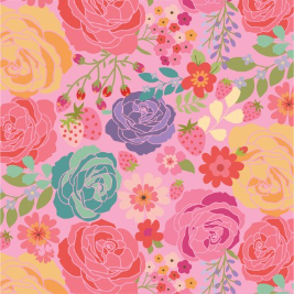 Calico Cowgirls Wallpaper Roses Pink Yardage