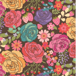 Calico Cowgirls Texas Rose Brown Yardage