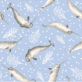 Polar Plungers Narwhals Light Blue Fabric