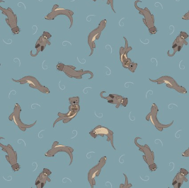 Small Things... Rivers and Creeks Otters Midblue Yardage