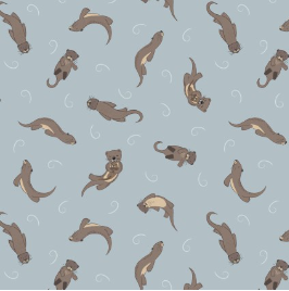 Small Things... Rivers and Creeks Otters Blue Yardage