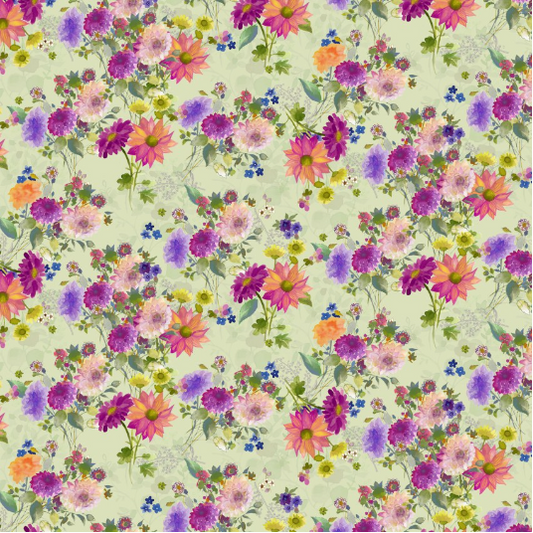 Garden Fresh Bouquets Light Olive Yardage