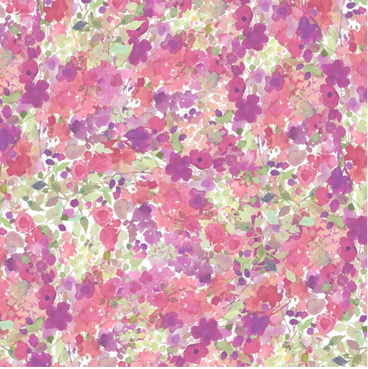 Garden Fresh Abstract Floral Raspberry Yardage